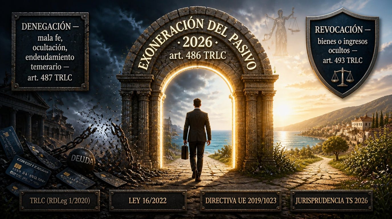 Segunda Oportunidad en España 2026: datos del concurso de persona física y exoneración del pasivo — informe profesional LexFlow